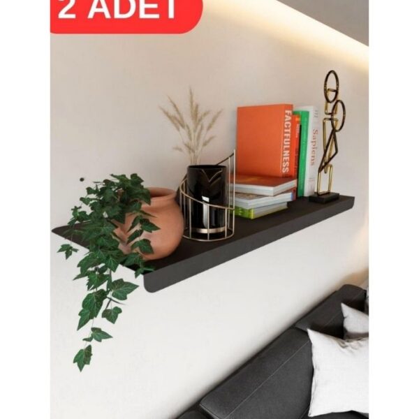 Risingmaber Siyah Metal Duvara Monte Duvar Rafı, Uçan Duvar Rafı ve Kitaplık Rafı (2 adet) MT118S
