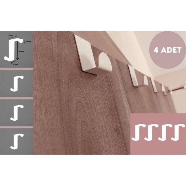 Risingmaber Beyaz Askılık Kapı Arkası Bornoz Askılığı Mutfak Banyo Askılığı Havlu Askılığı Elbise Askılık 4 lü MT33B