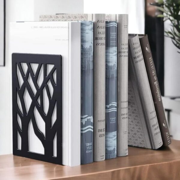 Risingmaber Ağaç Desenli Metal Kitap Tutucu, Metal Kitap Desteği (İkili Set) MK8S