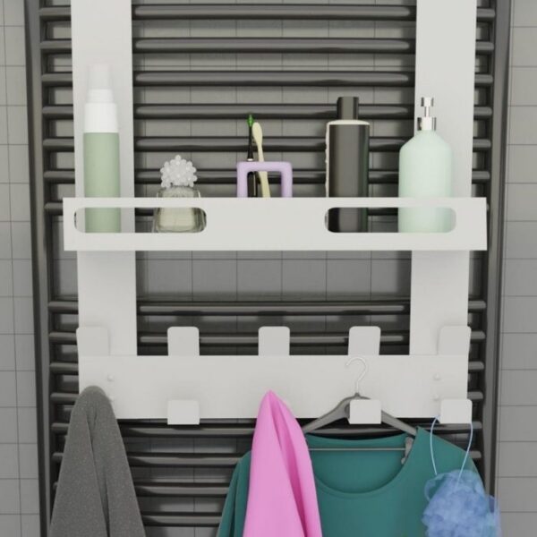 Risingmaber Beyaz Raflı Havlupan Askısı Banyo Petek Askısı ve Raflı Havlu Askılığı, Banyo Peteği Askılığı MT105B