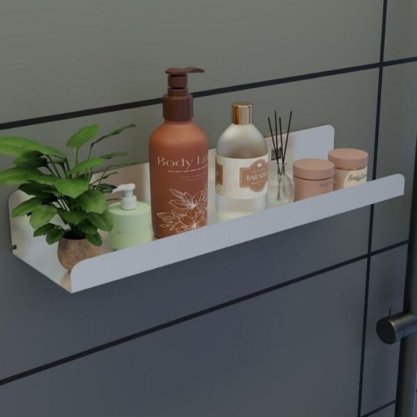 Risingmaber 3M Ultra Güçlü Yapışkanlı Beyaz Mutfak&Banyo Rafı, Çok Amaçlı Organizer Raf MT95B