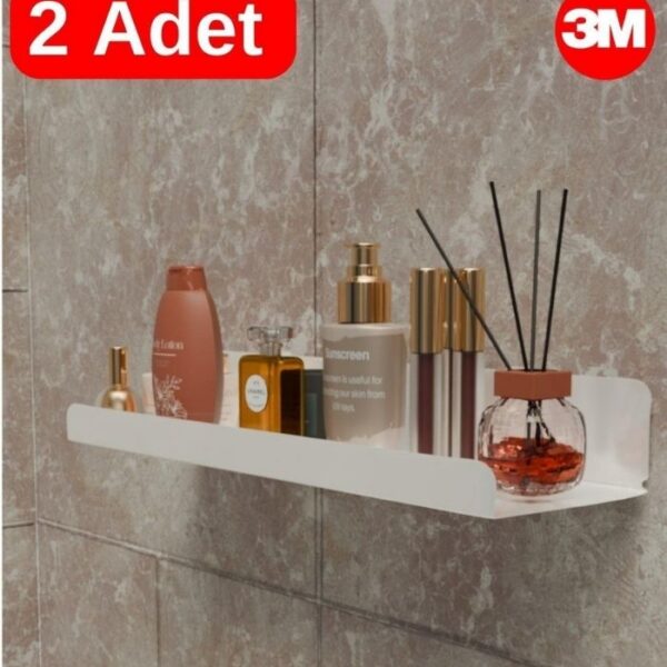 Risingmaber Ultra Güçlü 3M Yapışkanlı Beyaz Çok Amaçlı Banyo Düzenleyici Organizer Raf Banyo Askı 2 Adet MT96BD