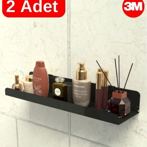 Risingmaber Ultra Güçlü 3M Yapışkanlı Siyah Çok Amaçlı Banyo Düzenleyici Organizer Raf Banyo Askı 2 Adet MT96SD