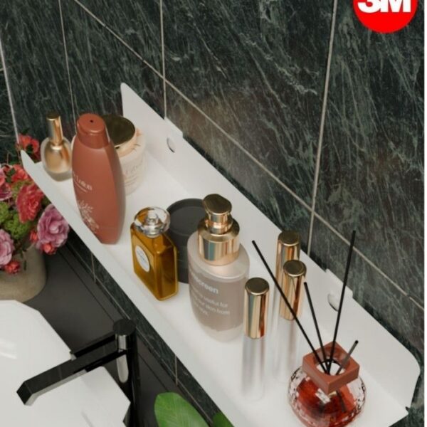 Risingmaber 3M Ultra Güçlü Yapışkanlı Beyaz Çok Amaçlı Organizer Raf, Banyo Askısı ve Banyo Rafı MT95BD