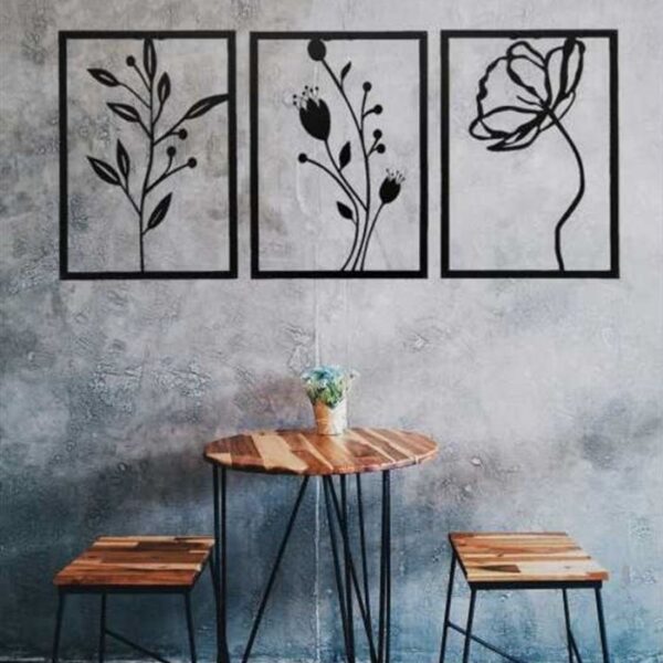 Risingmaber Metal Dekoratif Gelincik Çiçeği Metal Duvar Tablosu 32x45 X 3 Adet MT15