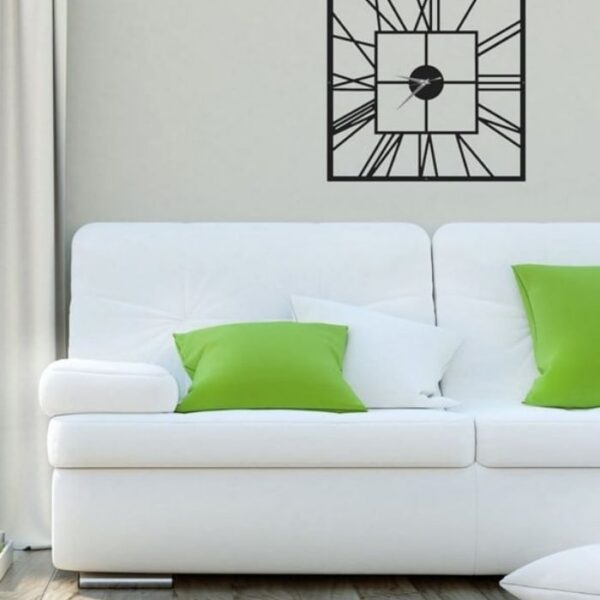 Risingmaber Dekoratif Tasarımlı Siyah Kare Roma Rakamlı Metal Duvar Saati 50x50 MS13