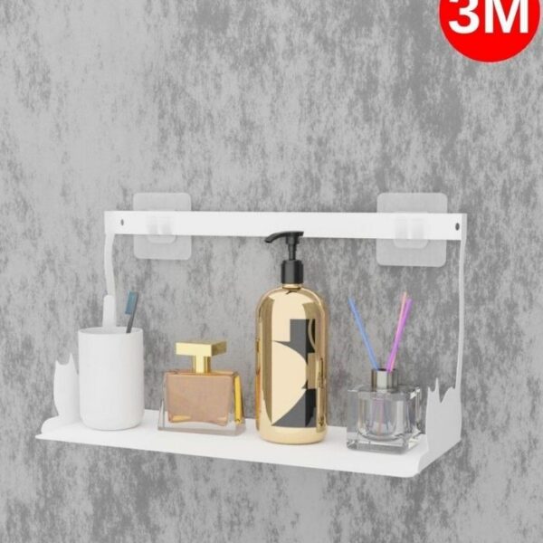 Risingmaber Yapışkanlı Beyaz Kedi Desenli Banyo Düzenleyici, Mutfak Düzenleyici, Banyo Organizer 3M Yapışkanlı Tasarım MT86B