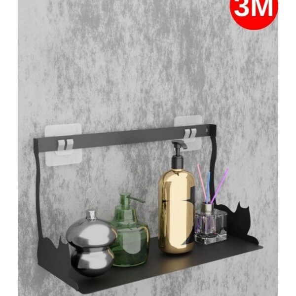 Risingmaber Yapışkanlı Siyah Kedi Desenli Banyo Düzenleyici, Mutfak Düzenleyici, Banyo Organizer 3M Yapışkanlı Tasarım MT86S
