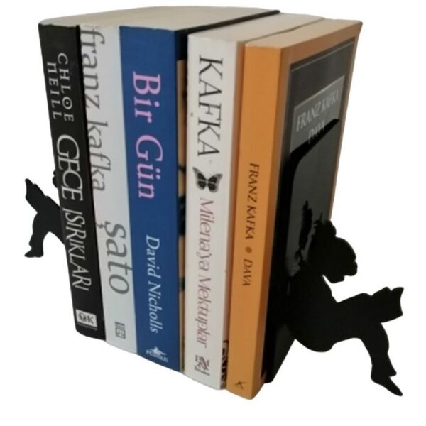 Risingmaber Dekoratif Kitap Okuyan Kız Figürlü Metal Kitap Tutucu 2'li paket(Kitap Ayracı Hediyeli) MK1S