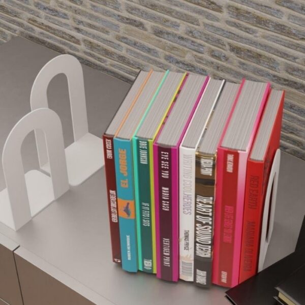 Risingmaber Dekoratif Beyaz Klasik Metal Kitap Tutucu , Kitap Desteği (İkili Set) MK4B