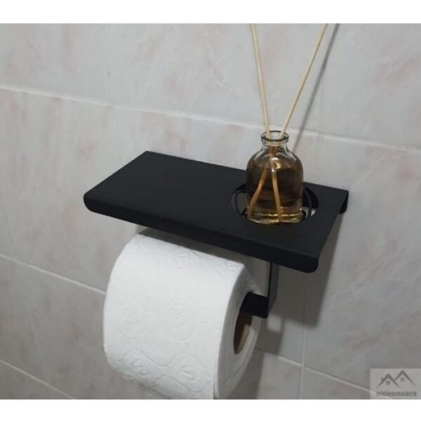Risingmaber Metal Mat Siyah Telefon Raflı Hediye Kokulu Tuvalet Kağıtlık( Koku Hediyeli) MT62S
