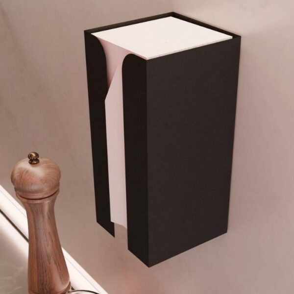 Risingmaber Metal Siyah Güçlü Yapışkanlı Organizer Peçetelik,Dispenser Mutfak Banyo Peçetelik MT107S
