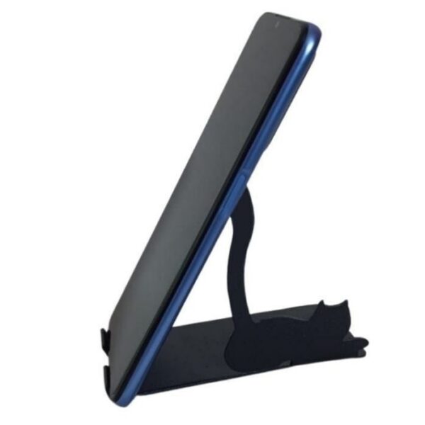Risingmaber Metal Mat Siyah Dekoratif Oturan Sevimli Kedi Telefon Tutacağı MT67