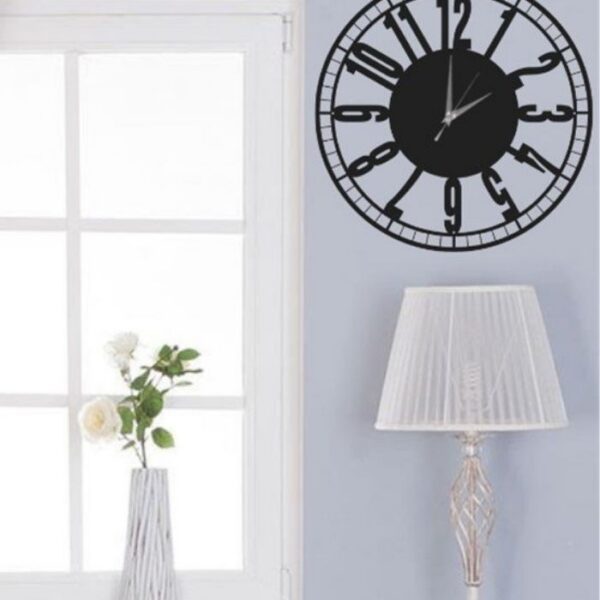 Risingmaber Dekoratif Tasarımlı Siyah Oval Çizgili Metal Duvar Saati 50x50 MS24