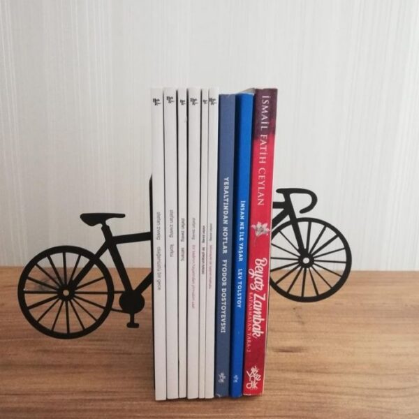 Risingmaber Dekoratif Bisiklet Desenli Metal Kitap Tutucu 2'li paket MK13S