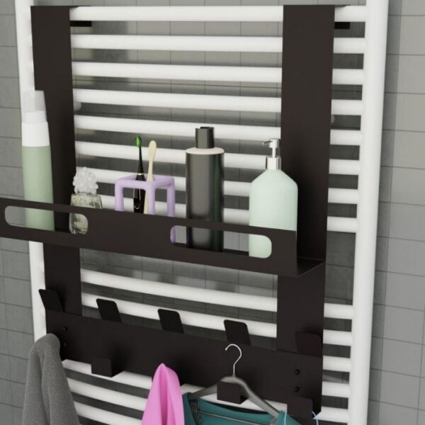 Risingmaber Siyah Raflı Havlupan Askısı Banyo Petek Askısı ve Raflı Havlu Askılığı, Banyo Peteği Askılığı MT105S
