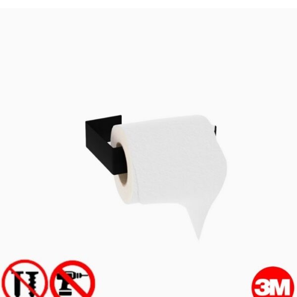 Risingmaber Metal Mat Siyah Yapışkanlı Tuvalet Kağıtlık, Yapışkanlı Wc Kağıtlık, Tuvalet Kağıdı Askısı 3M Yapışkanlı Tasarım MT73S