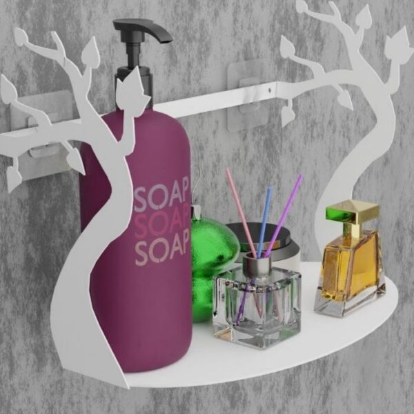Risingmaber Yapışkanlı Beyaz Yaprak Desenli Banyo Düzenleyici, Mutfak Düzenleyici, Banyo Organizer 3M Yapışkanlı Tasarım MT85B